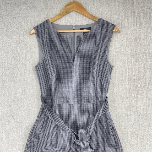 Club Monaco Jumpsuit Plaid Wide Leg Belted Sleeveless Tapered Cropped - Picture 4 of 16